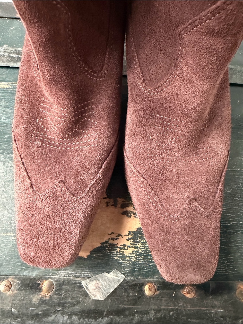 SCHUTZ Brown purple Suede Western Ankle Boots with Mid Heel - Picture 4 of 10